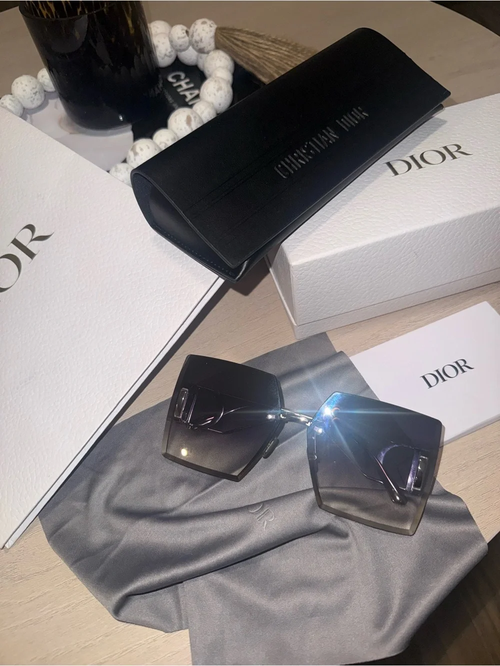 Dior Rimless Gradient Shield Sunglasses - Purple & Brown